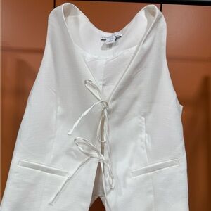 White Front Tie Vest